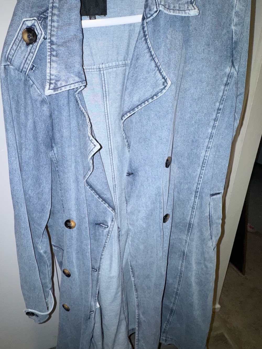 Fashion nova Light Wash Denim Trench Coat